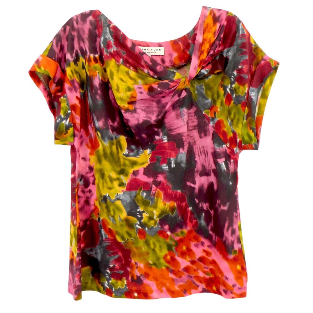 TRINA TURK Silk Watercolor Print Top - Medium